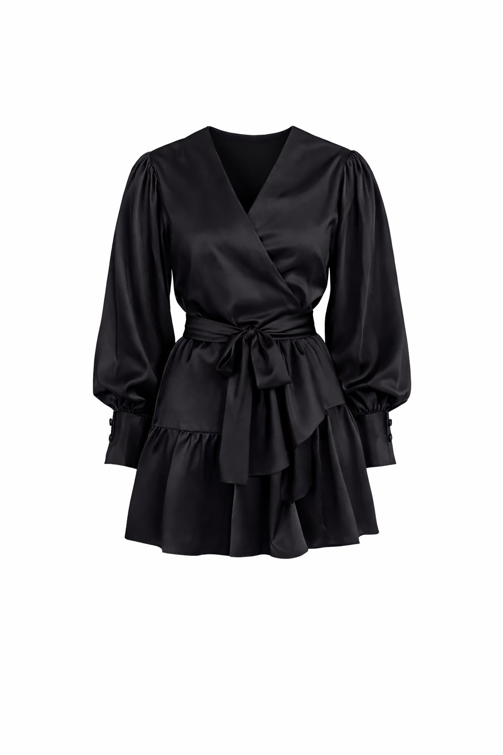 zimmermann silk wrap mini dress black MAGENTA SHORT 