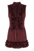 " BURGUNDY WITH PLEATS "