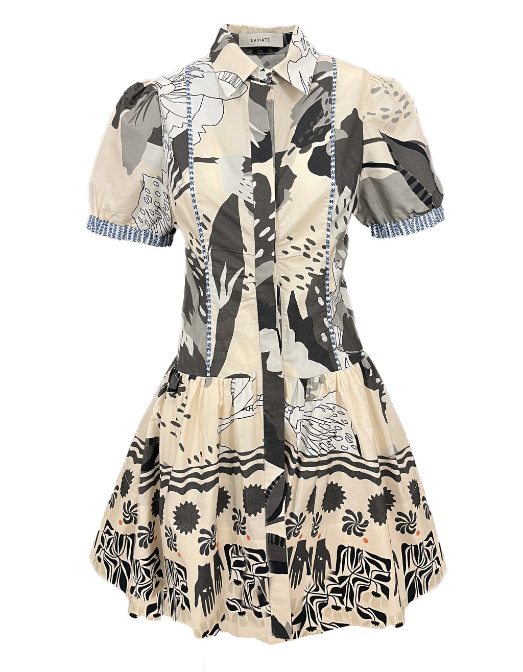 " BLACK PRINT SHORT SHIRTDRESS"