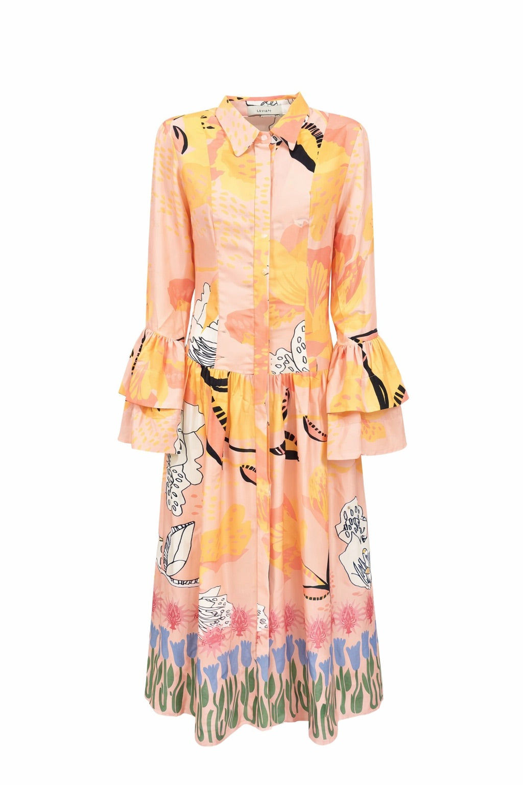 " RUFFLE SHIRT DRESS" 