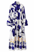 "BLUE RUFFLE SHIRTDRESS"