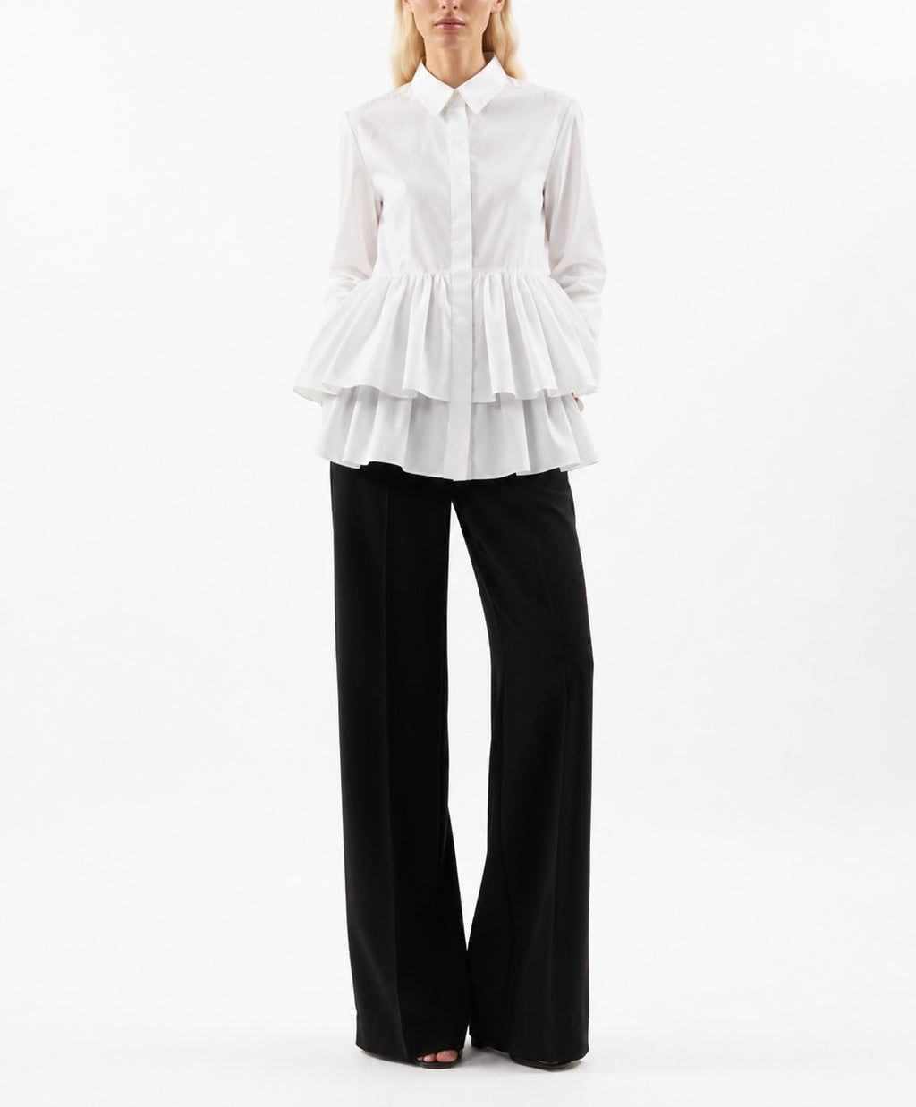 " RUFFLE COTTON SHIRT "