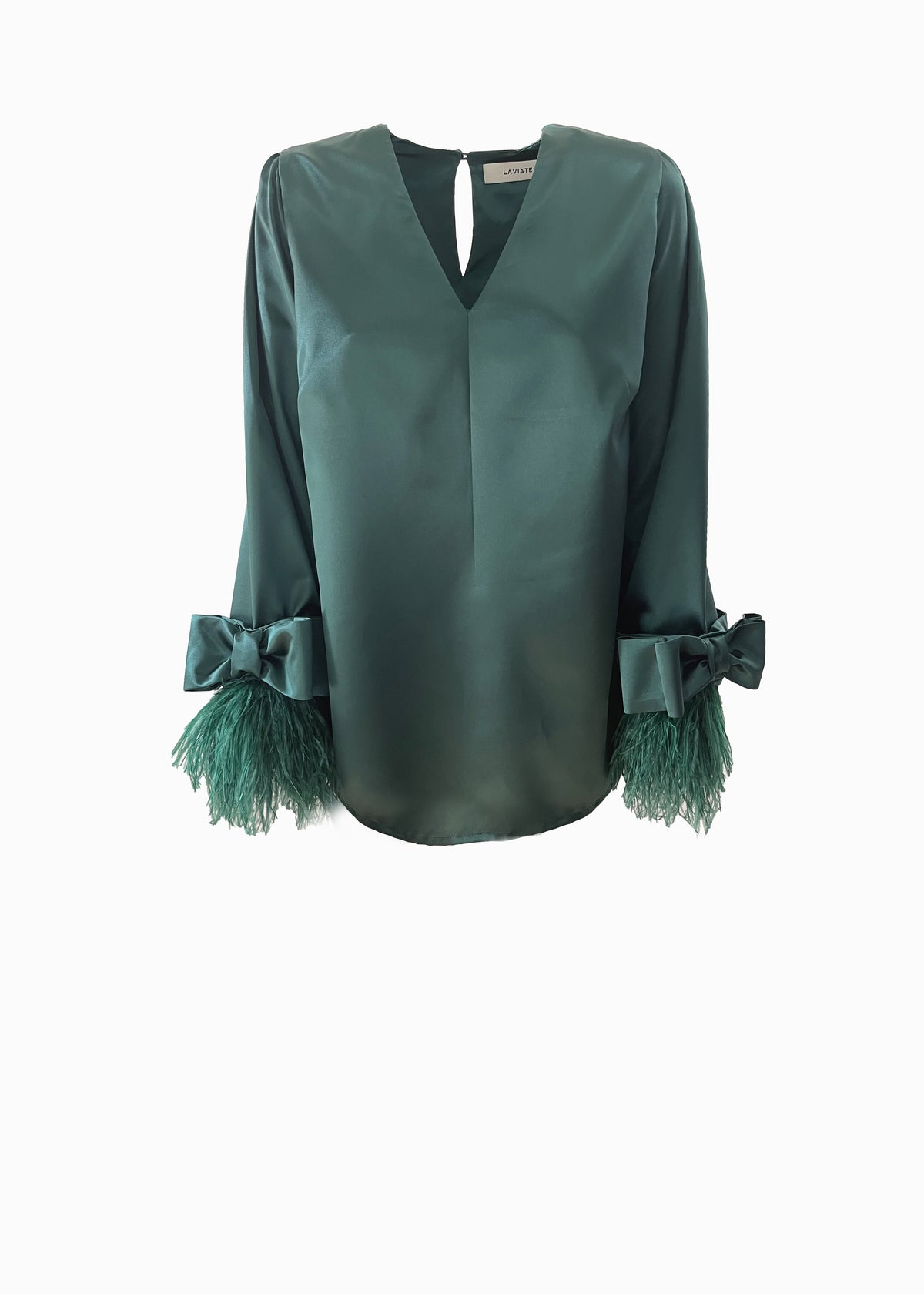 " DARK GREEN SATIN TOP "