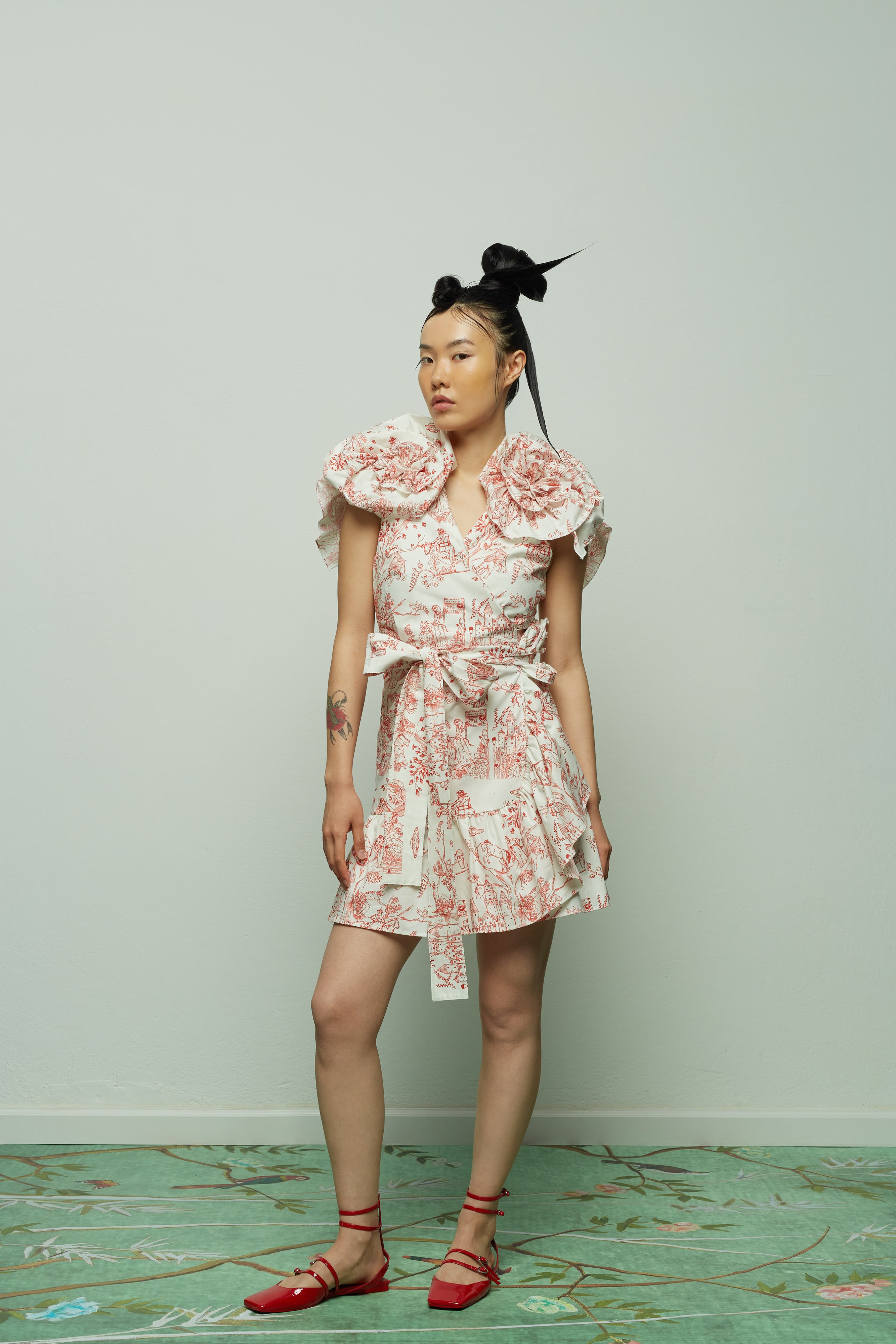 " RED FAIRYTALE WRAP DRESS "