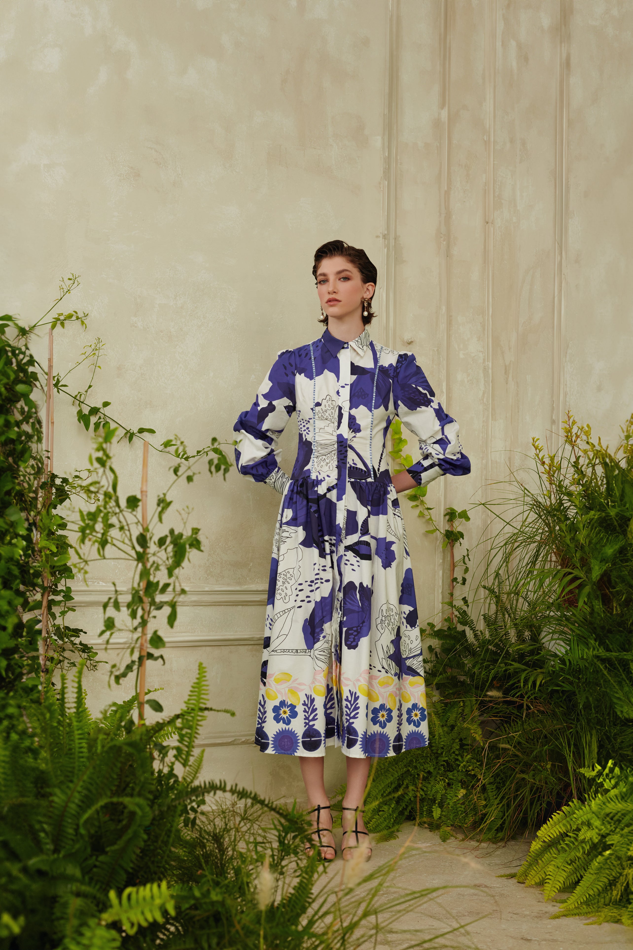 BLUE LEMON SHIRTDRESS " LAVIATE BLUE LEMON SHIRTDRESS " LAVIATE