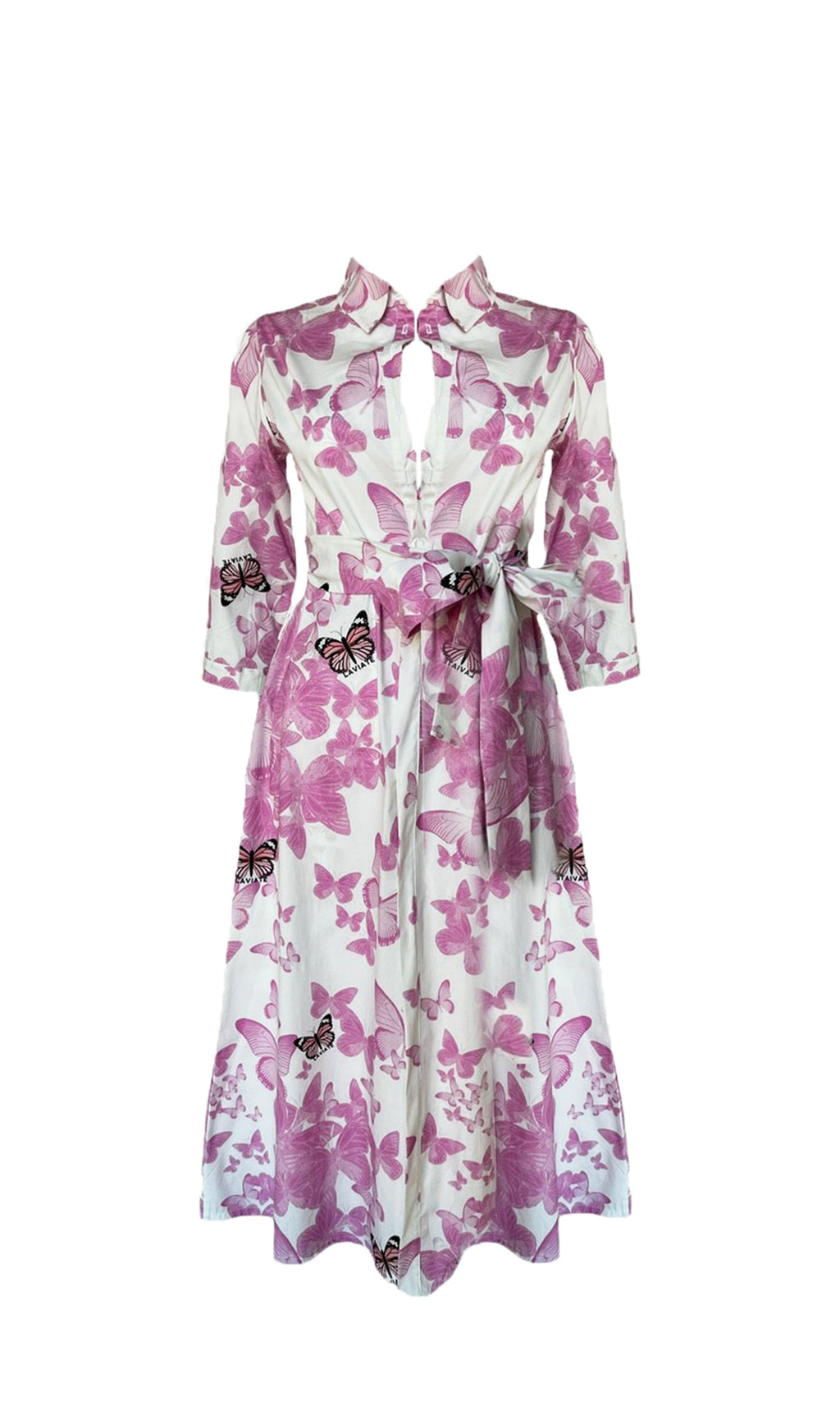 " PINK BUTTERFLIES SHIRT DRESS "