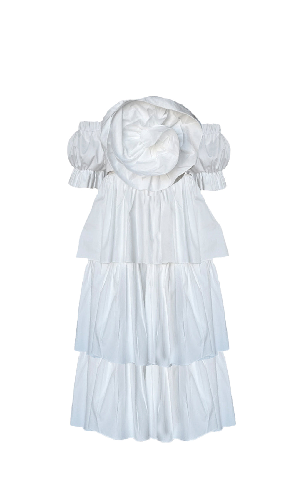 " WHITE FLOWER POPLIN DRESS"