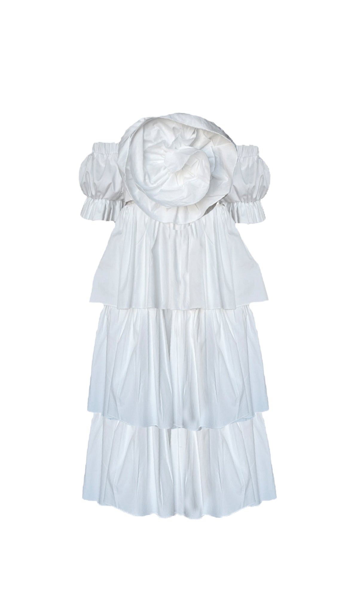 " WHITE FLOWER POPLIN DRESS"