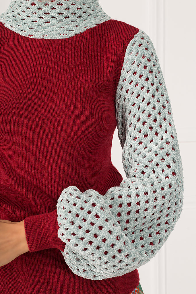 " Red hand knitted Top"