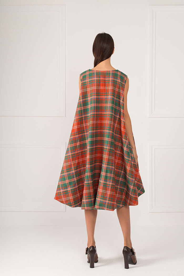 " Reddish Wool Tartan Top"