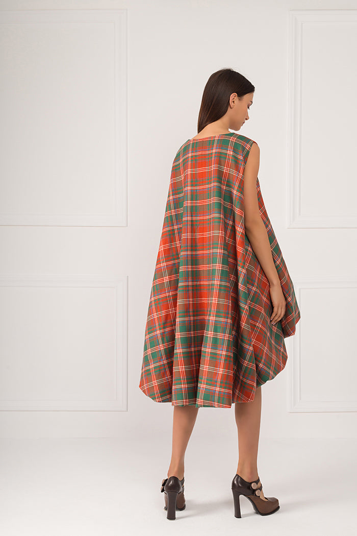 " Reddish Wool Tartan Top"