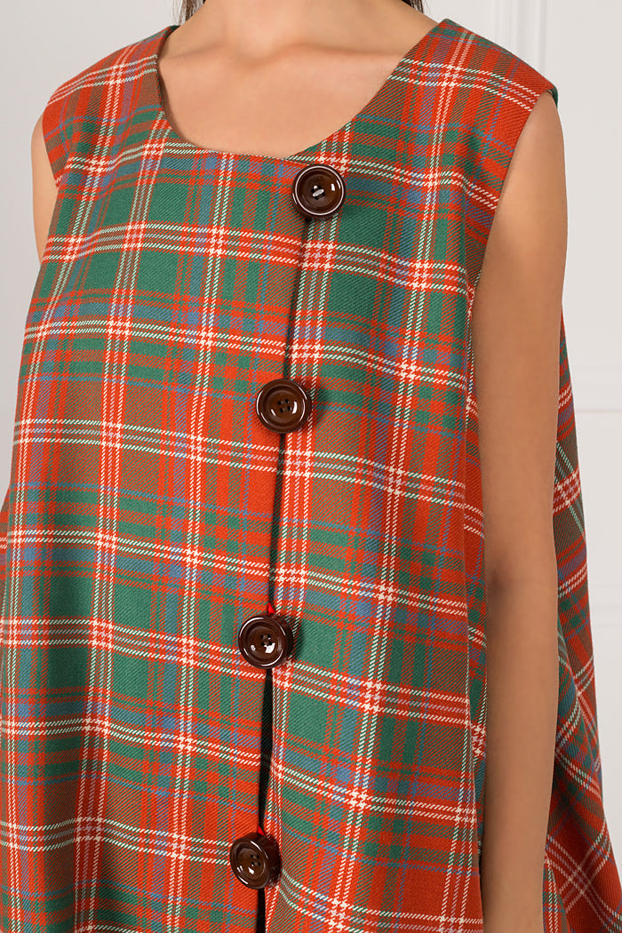 " Reddish Wool Tartan Top"