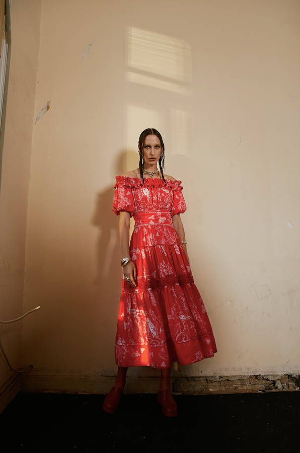 " Red Printed Dress"