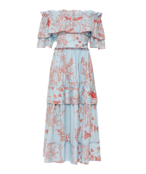 " Light Blue Printed Dress"