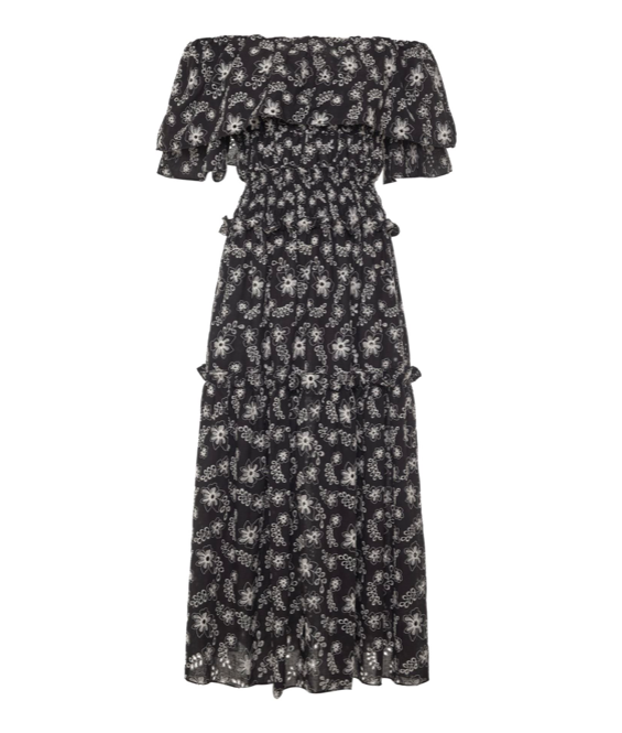 " White Off Shoulder Broderie Dress"