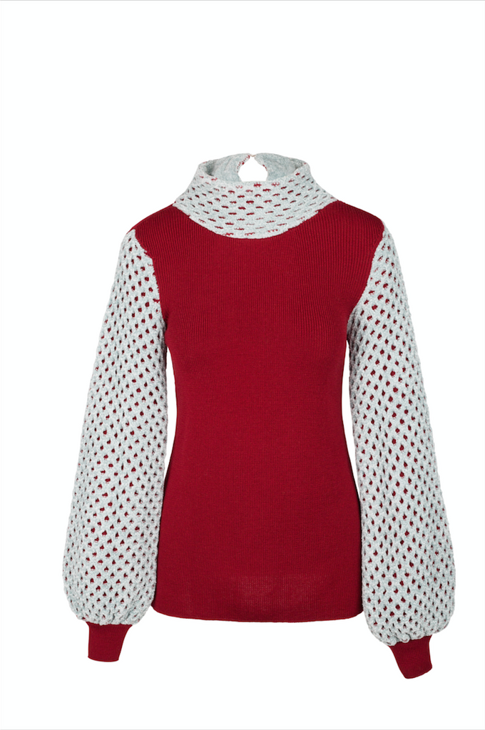 " Red hand knitted Top"