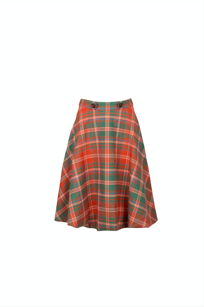 " Reddish Wool Tartan Skirt "