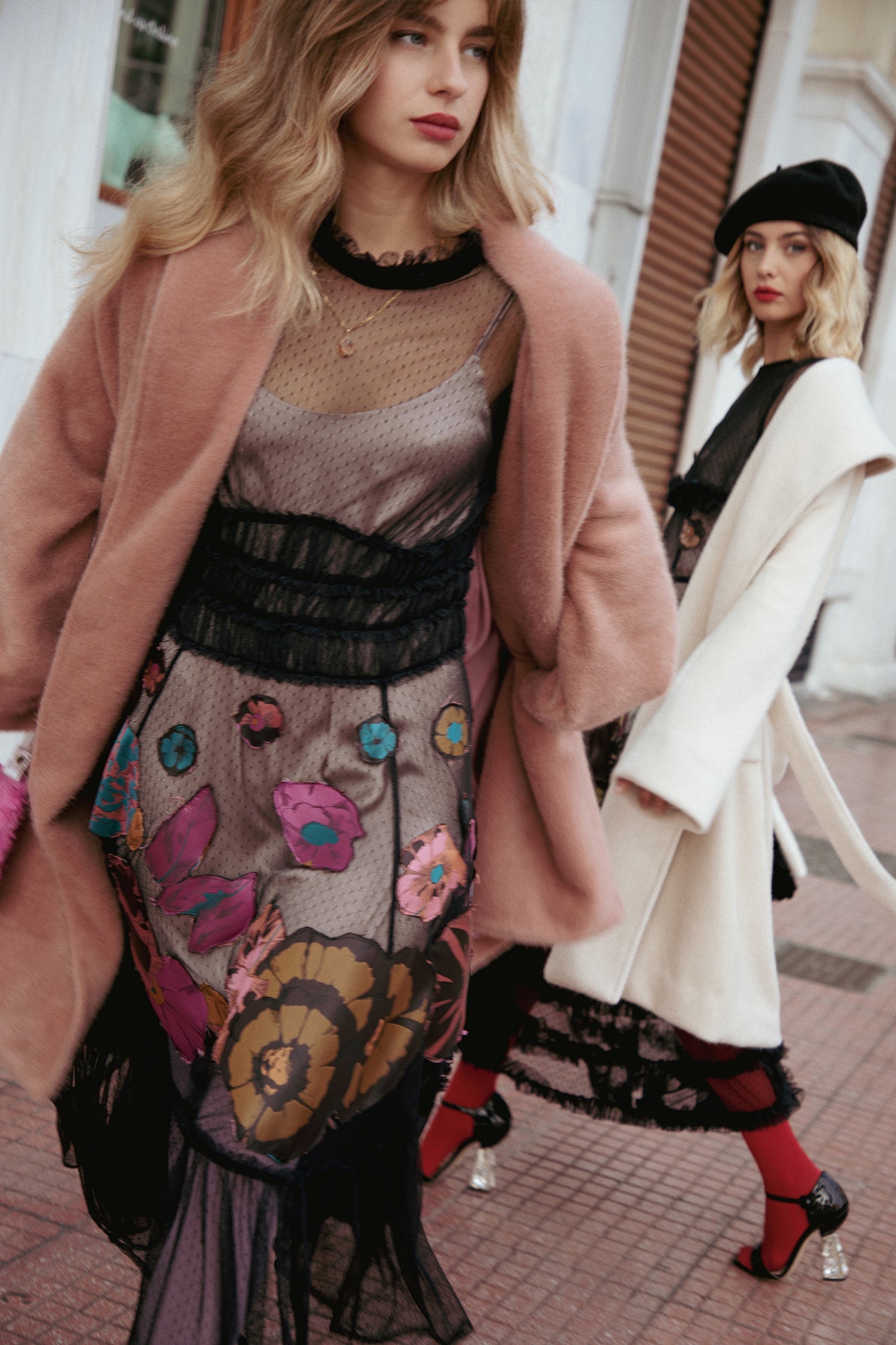 Dusty Pink Mohair Coat | LAVIATE