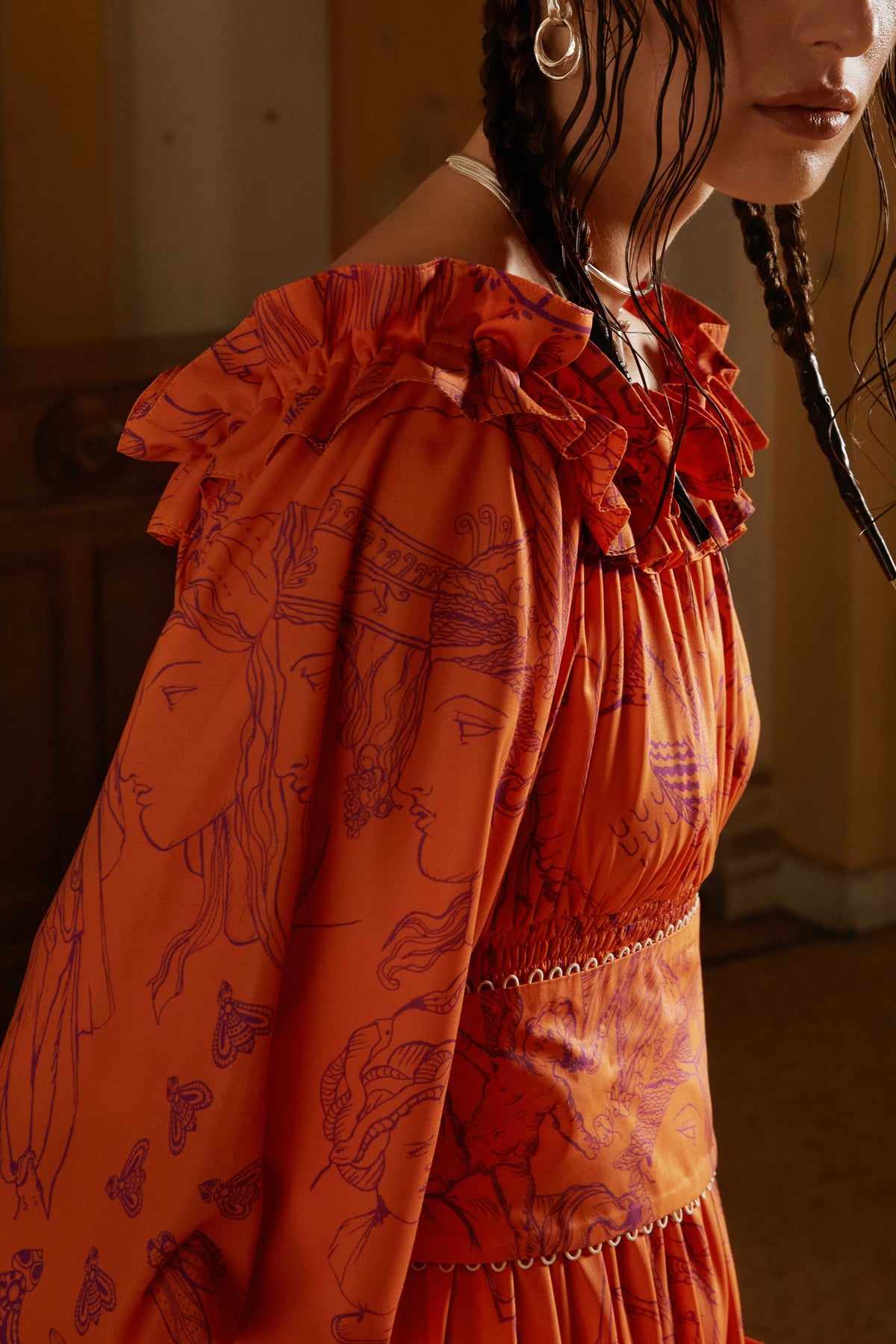 " Orange Printed Dress"