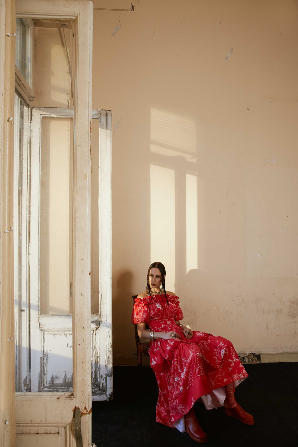 " Red Printed Dress"